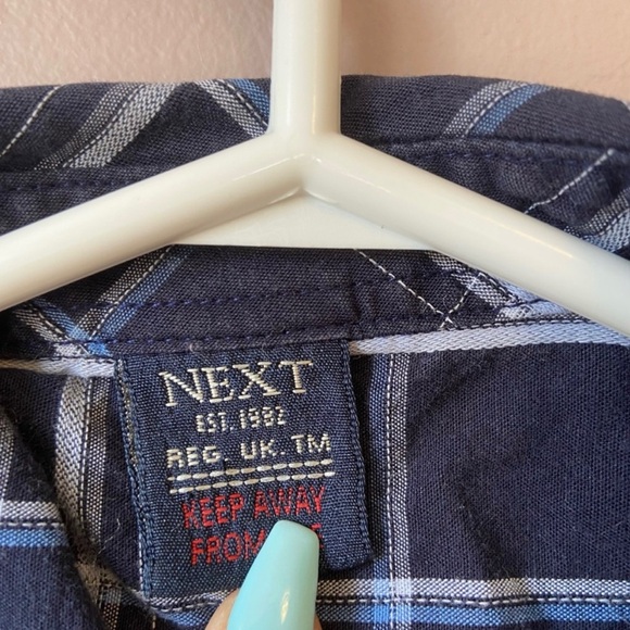 next Boys Navy Blue Short Sleeve Button Up Shirt - Picture 2 of 7